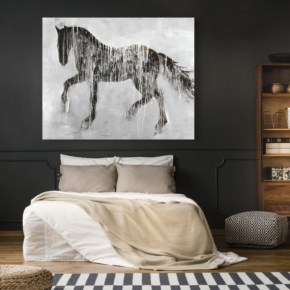 Horse Brown Silhouette Canvas - Farm Animal Home Decor