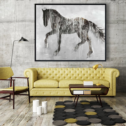 Horse Brown Silhouette Farm Animal Canvas - Home Decor Wall Art