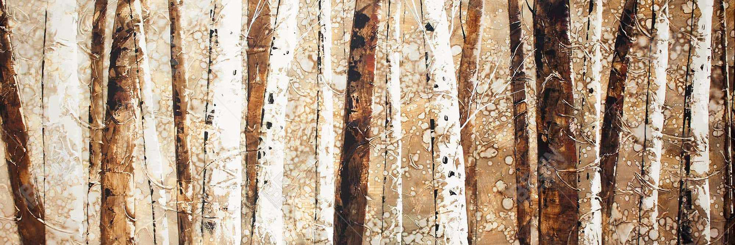 Toile rustique marron avec troncs d'arbres - Décoration murale