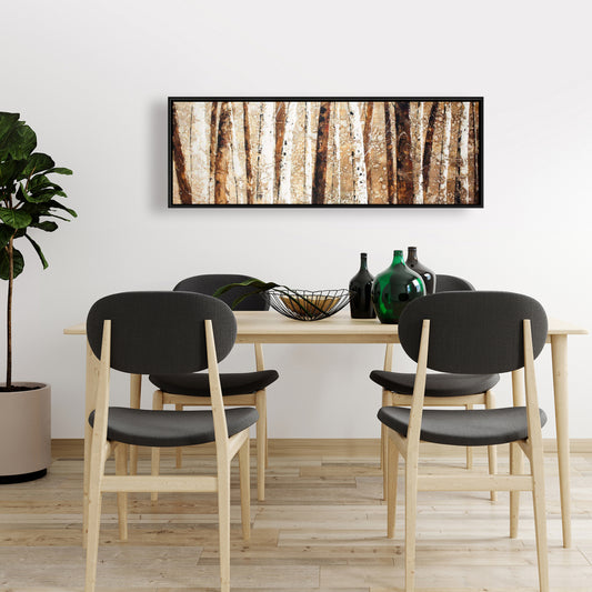Tree Trunks Canvas Art | Brown Framed Decor for Bedroom