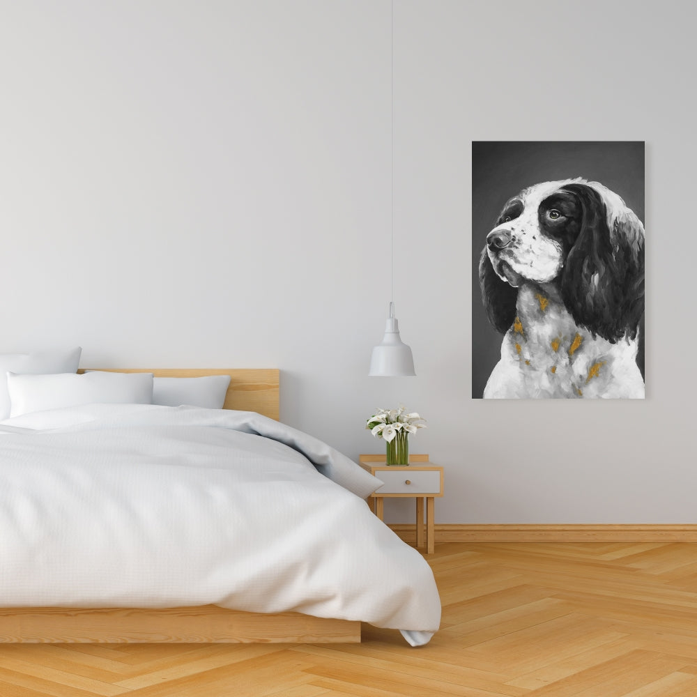 Gray Bedroom Canvas | English Springer Spaniel Dog Decor