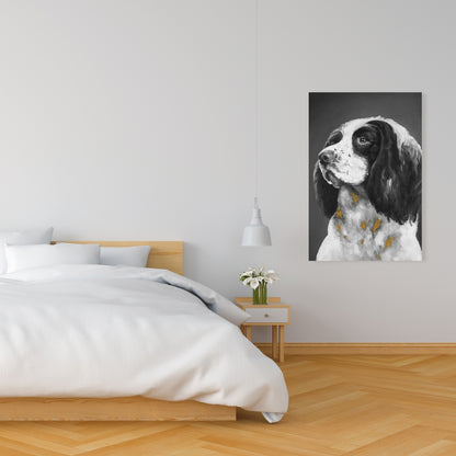 Gray Bedroom Canvas | English Springer Spaniel Dog Decor