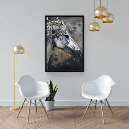 Toile Cheval sauvage | Art animalier de la ferme marron | Décoration d'intérieur