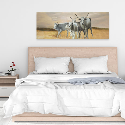 Rustic Nguni Breeding Farm Animals Canvas - Home Decor Art