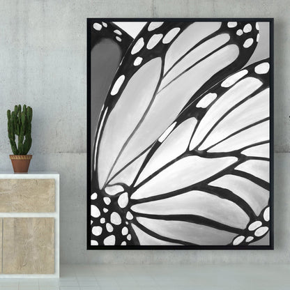 Monarch Wings Closeup Canvas - White Animals Insect Decor