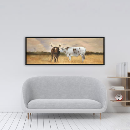 Toile encadrée « Troupeau de Nguni » – Décoration de chambre à coucher avec animaux de la ferme