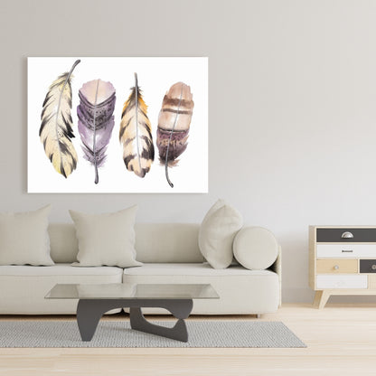Bohemian Animals Canvas | Purple Feather Set | Home Decor