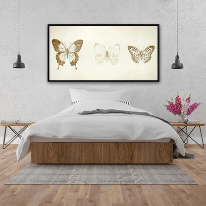 Croquis de papillons sur toile marron - Décoration d'intérieur contemporaine