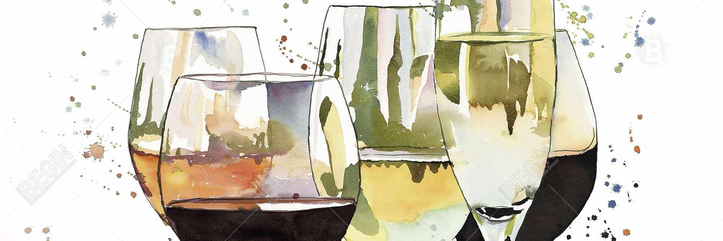 Toile encadrée jaune pour cuisine | Superbe décoration de verres à vin