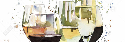 Toile encadrée jaune pour cuisine | Superbe décoration de verres à vin