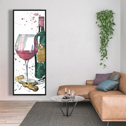 Bottle of Red Wine Canvas | Home Decor Framed Art