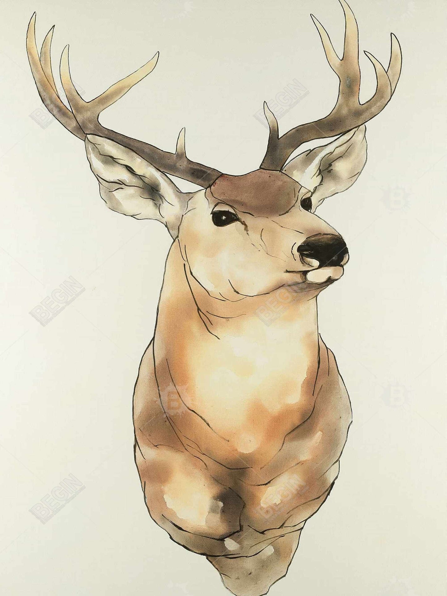 Portrait de cerf sur toile | Décoration de chambre rustique | Art encadré