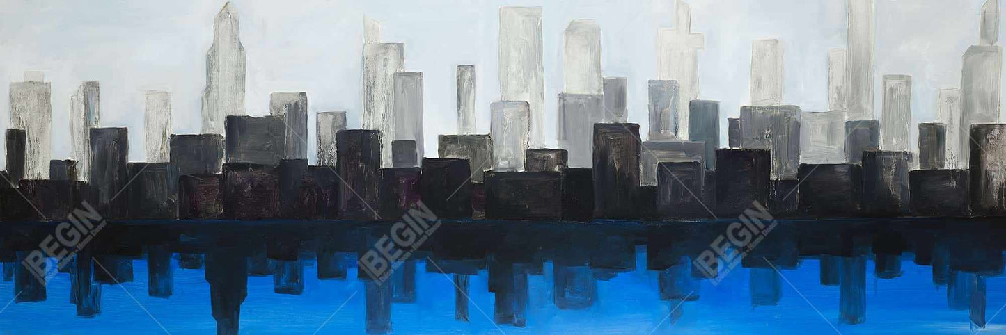 Blue City Canvas | Modern Bedroom Wall Art | Home Decor