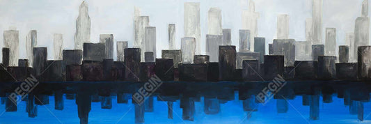 Blue City Canvas | Modern Bedroom Wall Art | Home Decor