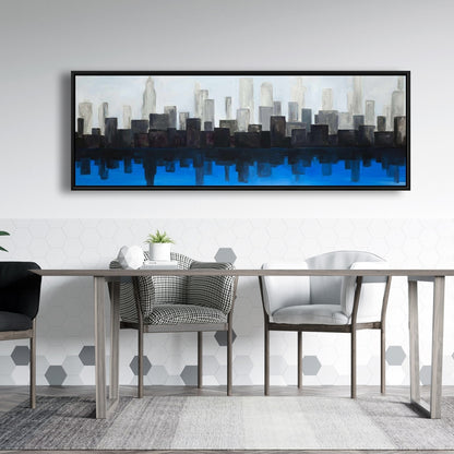 Toile « Cité bleue » | Décoration murale moderne pour chambre à coucher | Décoration d'intérieur