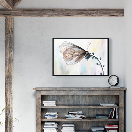 Toile romantique avec papillon bleu sur fleurs | Décoration d'intérieur