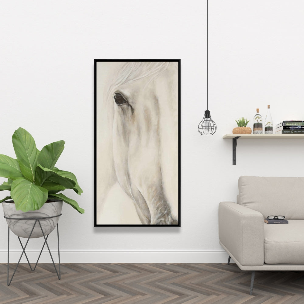 Peaceful Horse Half Portrait Canvas - Minimalist Farm Decor
