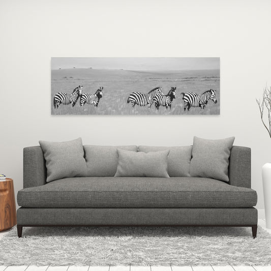 Zebras in the Savannah Gray Canvas | African Bedroom Decor