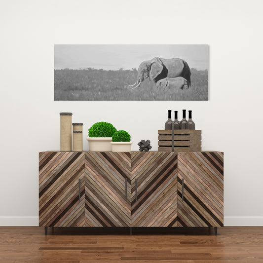 Elephants in the Savannah Canvas | African Animals Home Decor