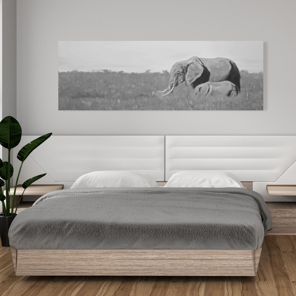 Elephants in the Savannah Canvas | African Animals Home Decor