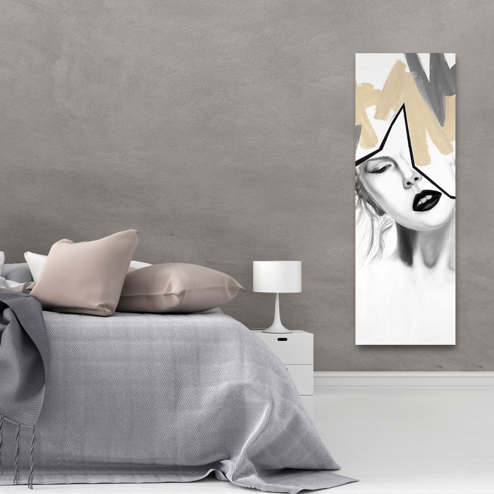 Divided Woman Canvas - Beauty Gray Bedroom Wall Art Decor