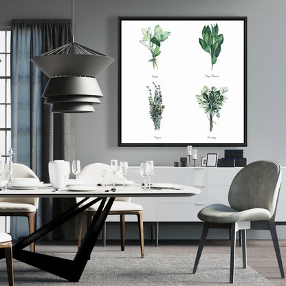 Toile de cuisine « Herbes fines florales et botaniques » | Décoration intérieure