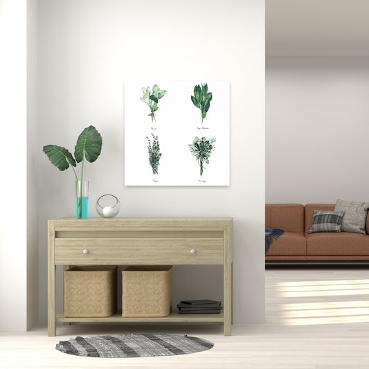Farmhouse Leaves Green Canvas - Fine Herbs Home Decor Art