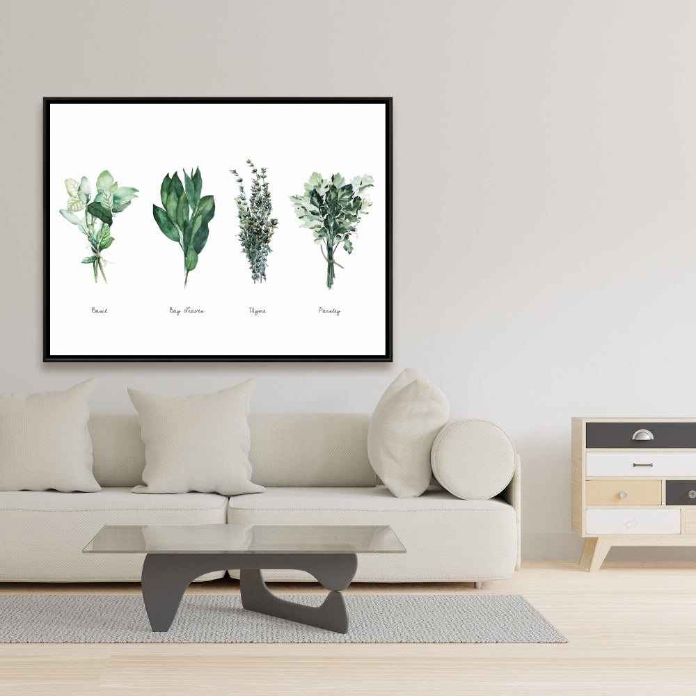 Toile de cuisine « Herbes fines florales et botaniques » | Décoration intérieure