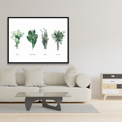 Toile de cuisine « Herbes fines florales et botaniques » | Décoration intérieure