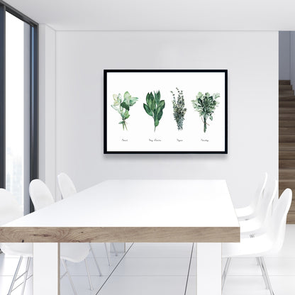 Toile de cuisine « Herbes fines florales et botaniques » | Décoration intérieure