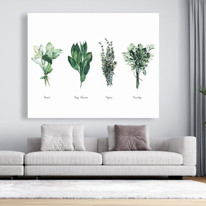 Toile verte « Feuilles de ferme » – Décoration d'intérieur Fine Herbs