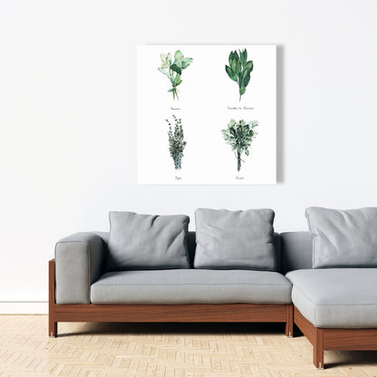 Fines Herbes Floral Canvas - Botanical Farmhouse Home Decor