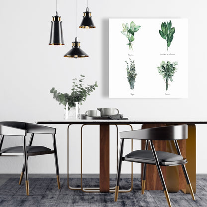 Fines Herbes Floral Canvas - Botanical Farmhouse Home Decor