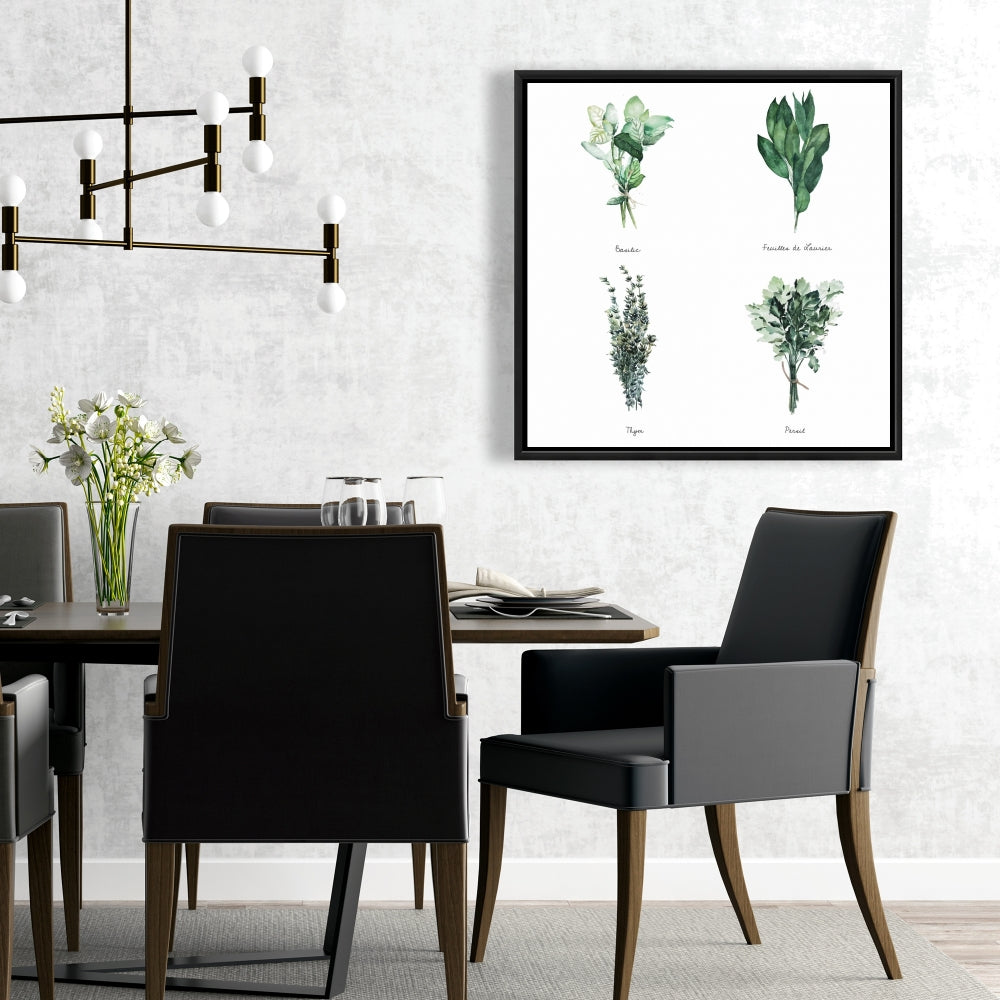 Toile botanique Fines Herbes pour la cuisine | Décoration florale pour la maison