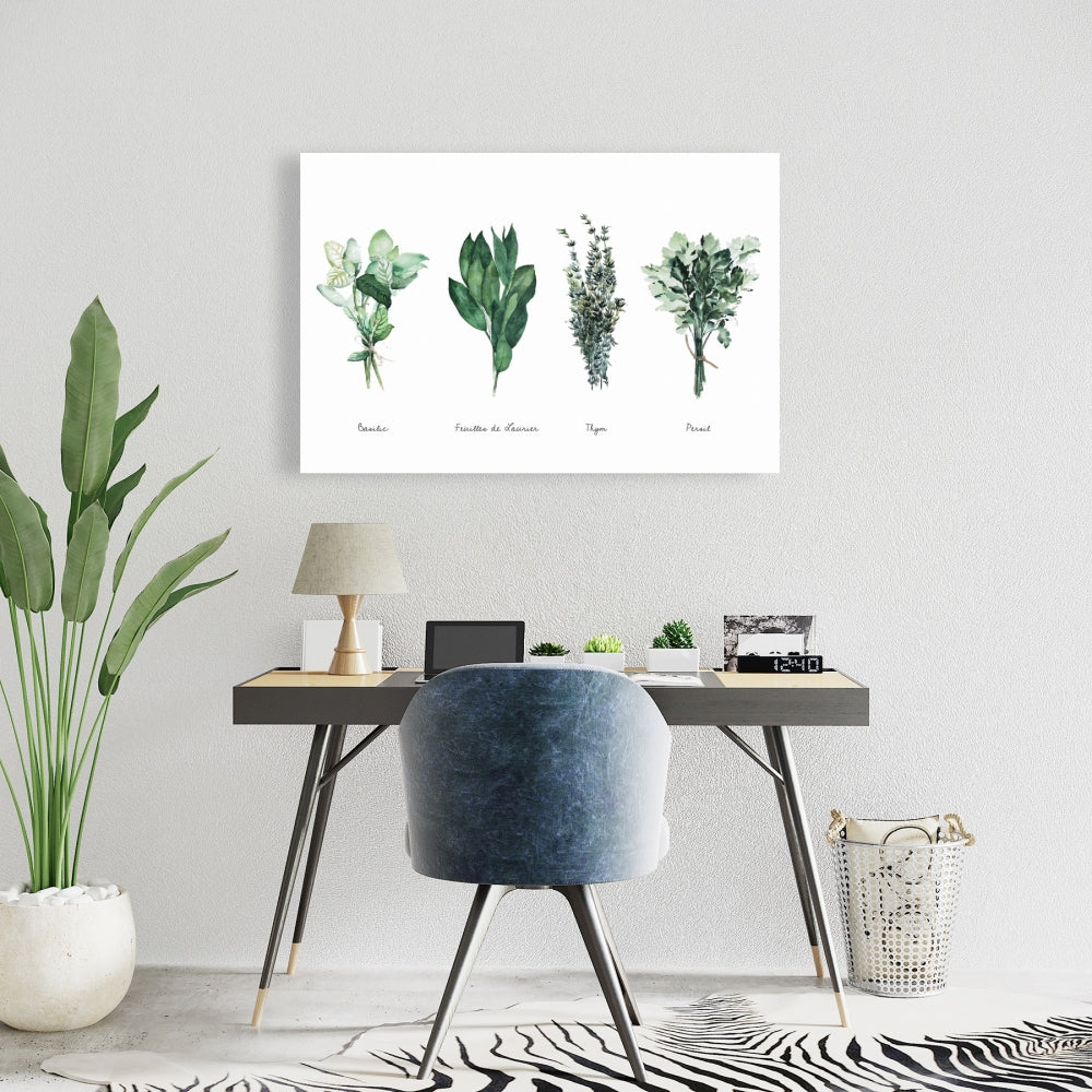 Fines Herbes Floral Canvas - Botanical Farmhouse Home Decor