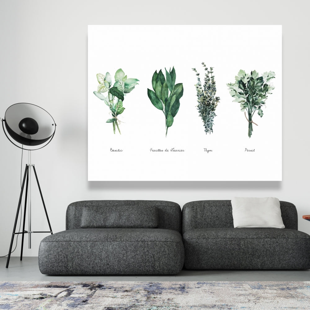 Fines Herbes Floral Canvas - Botanical Farmhouse Home Decor