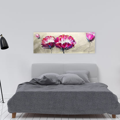 Two Wild Flowers Canvas - Contemporary Gray Bedroom Decor