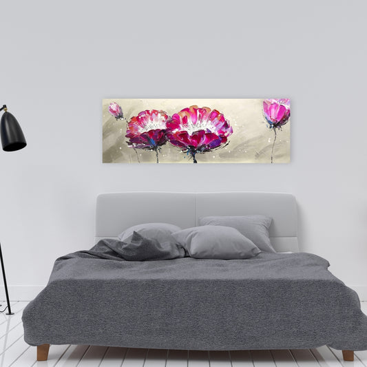 Two Wild Flowers Canvas - Contemporary Gray Bedroom Decor