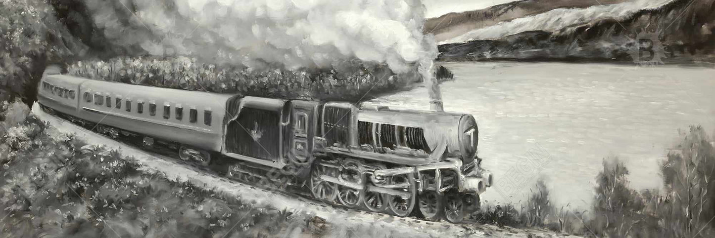 Vintage Passenger Locomotive Canvas | Gray Train Home Decor