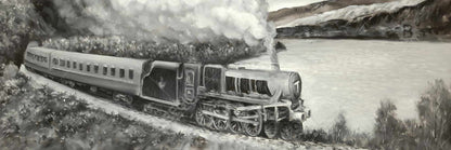 Vintage Passenger Locomotive Canvas | Gray Train Home Decor