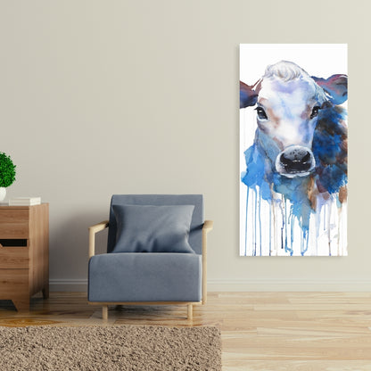 Watercolor Jersey Cow Canvas | Farm Animal Kitchen Decor