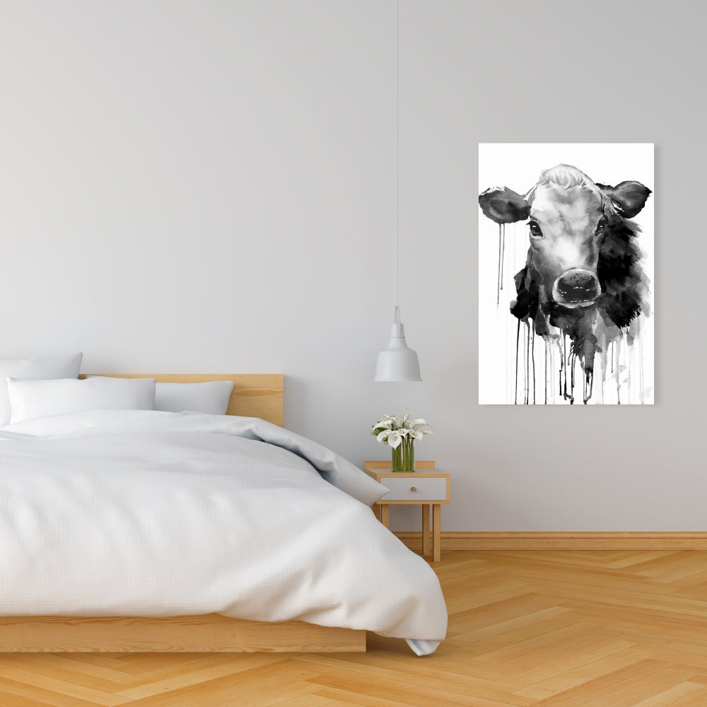 Gray Jersey Cow Canvas | Farm Animals Wall Art Home Decor