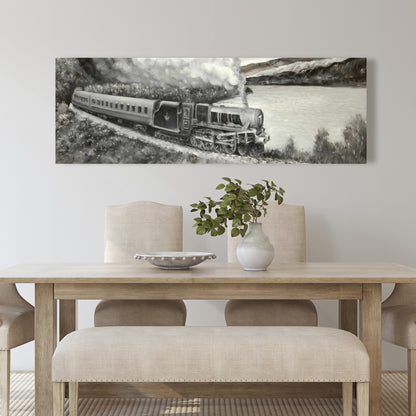 Gray Industrial Canvas - Vintage Passenger Locomotive Decor