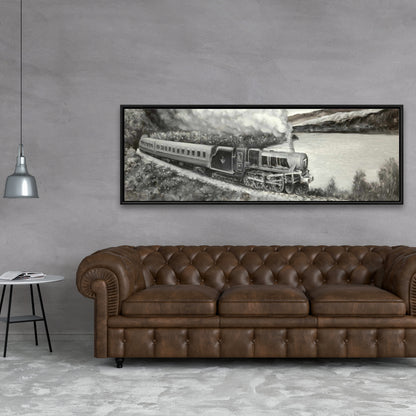 Vintage Passenger Locomotive Canvas | Gray Train Home Decor