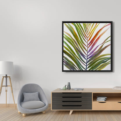 Toile aquarelle motif feuille de palmier tropicale – Décor botanique bleu