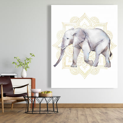 Éléphant sur toile mandalas | Décoration de chambre africaine