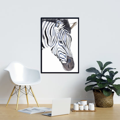 Zebra Blue Animals Bedroom Canvas | Home Decor Framed Art