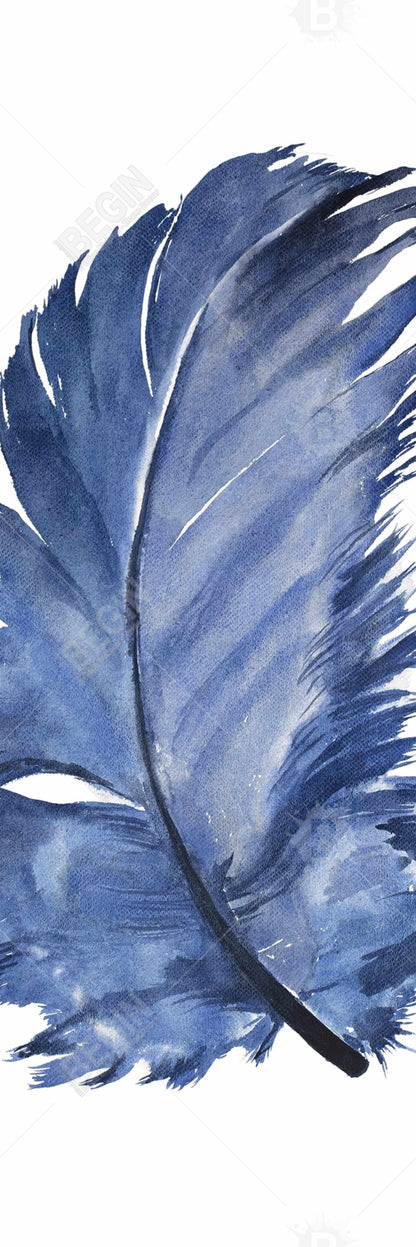 Bohemian Animals Bedroom | Watercolor Blue Feather Canvas Decor