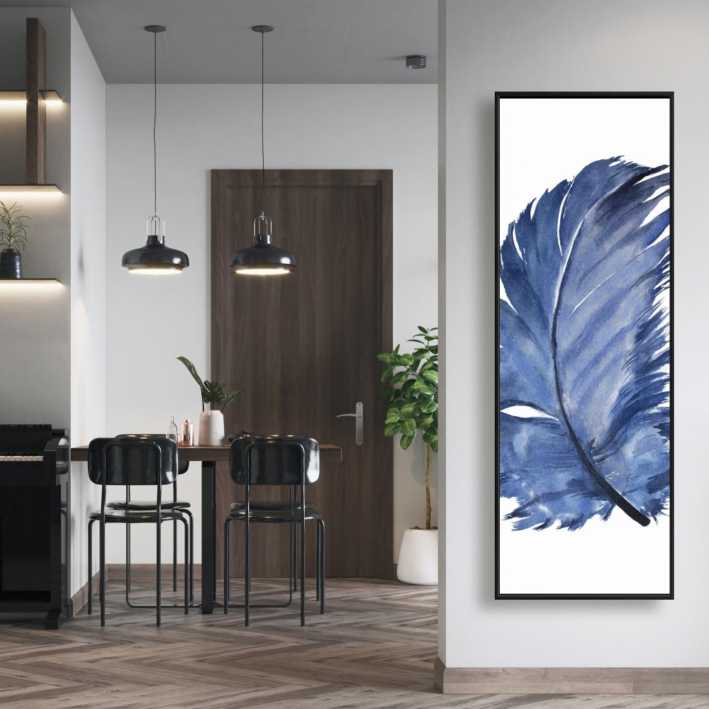 Bohemian Animals Bedroom | Watercolor Blue Feather Canvas Decor
