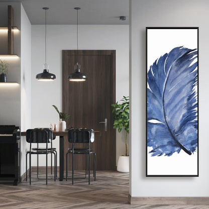 Bohemian Animals Bedroom | Watercolor Blue Feather Canvas Decor